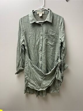 Lost In Lunar Green Wrap Shirt Dress
